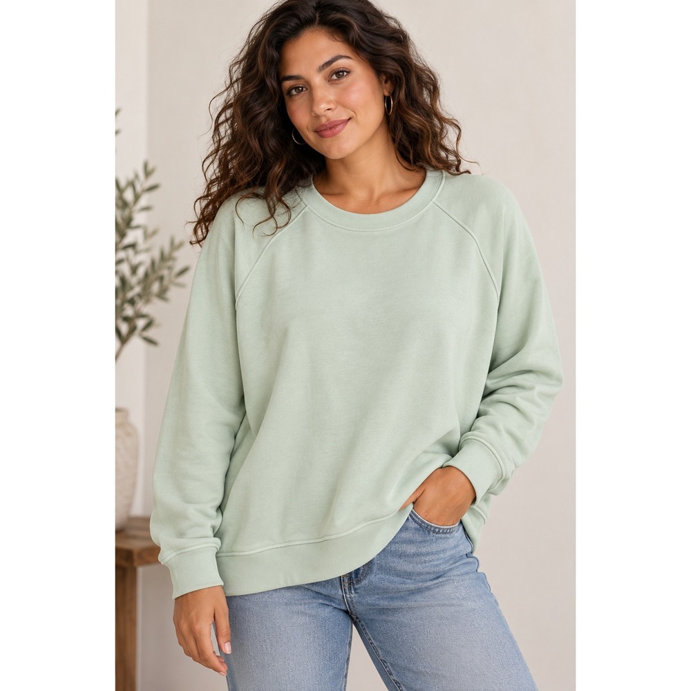 Magaschoni Woman Sage Green Modal Blend Raglan Sleeve Sweatshirt Pullover 1X